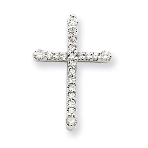 14K White Gold Diamond Cross Pendant