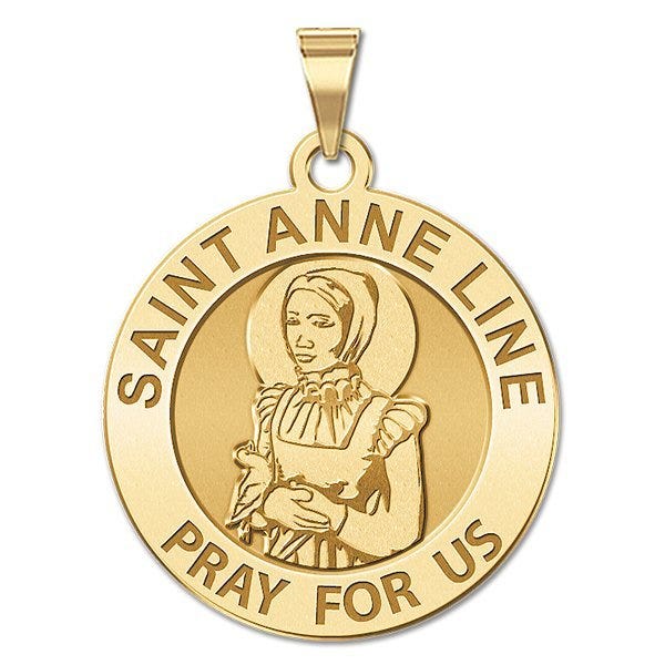 Saint Anne Line Round Religious Medal