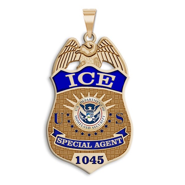 Personalized Ice Badge with Your Number, Your Rank, and Blue Enamel