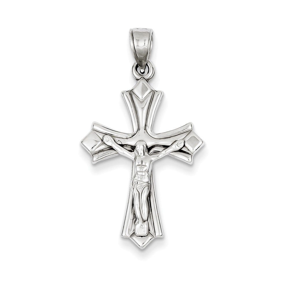 White Gold Reversible Flared-Arm Crucifix Pendant