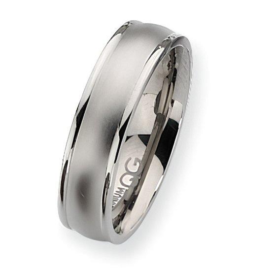 Titanium Ridged Edge Approx. 0.24 Inch Satin and Polished Wedding Band
