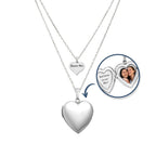 Layered Necklace Set With Heart Photo Locket