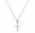 14K White Gold Mini Beveled Cross Pendant