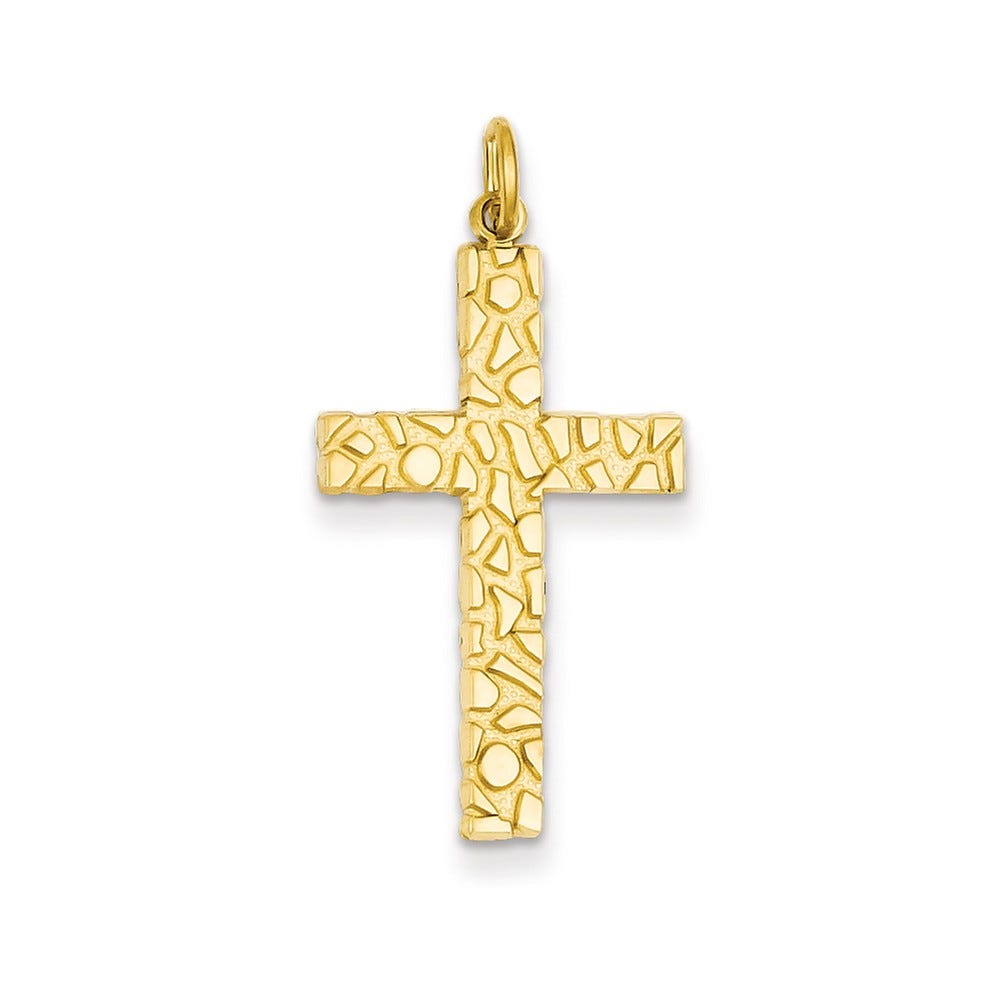 14K Yellow Gold Nugget Style Cross Pendant