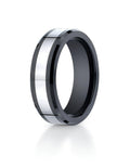Black Ceramic & Tungsten Comfort-Fit Approx. 0.28 Inch Wedding Band