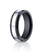 Black Ceramic & Tungsten Comfort-Fit Approx. 0.28 Inch Wedding Band