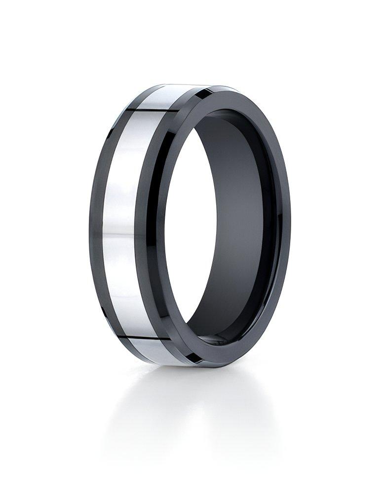 Black Ceramic & Tungsten Comfort-Fit Approx. 0.28 Inch Wedding Band