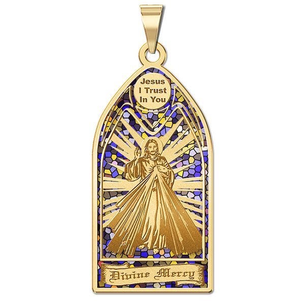 Divine Mercy Stained Glass Religious Medal