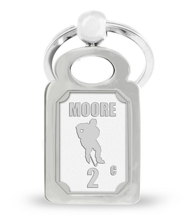 Personalized Stainless Steel Hockey Keychain