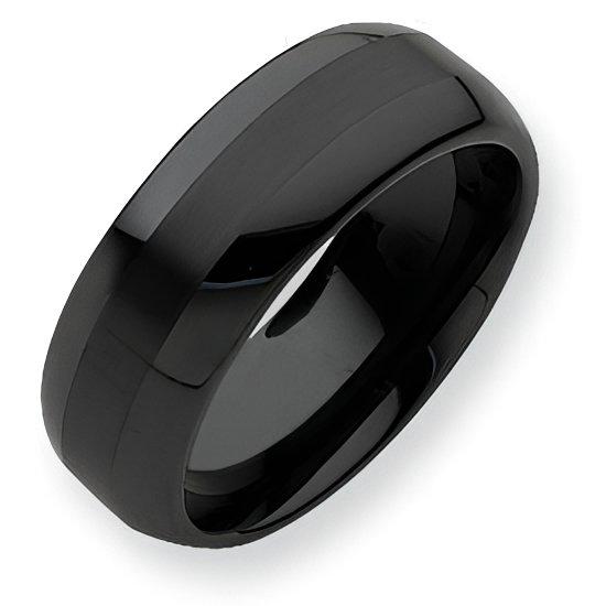 Ceramic Black Approx. 0.31 Inch Brushed and Polished Band