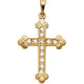 Scalloped End Cross Pendant With Diamond