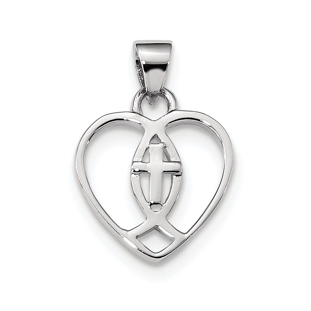 Heart With Ichthus And Cross Pendant