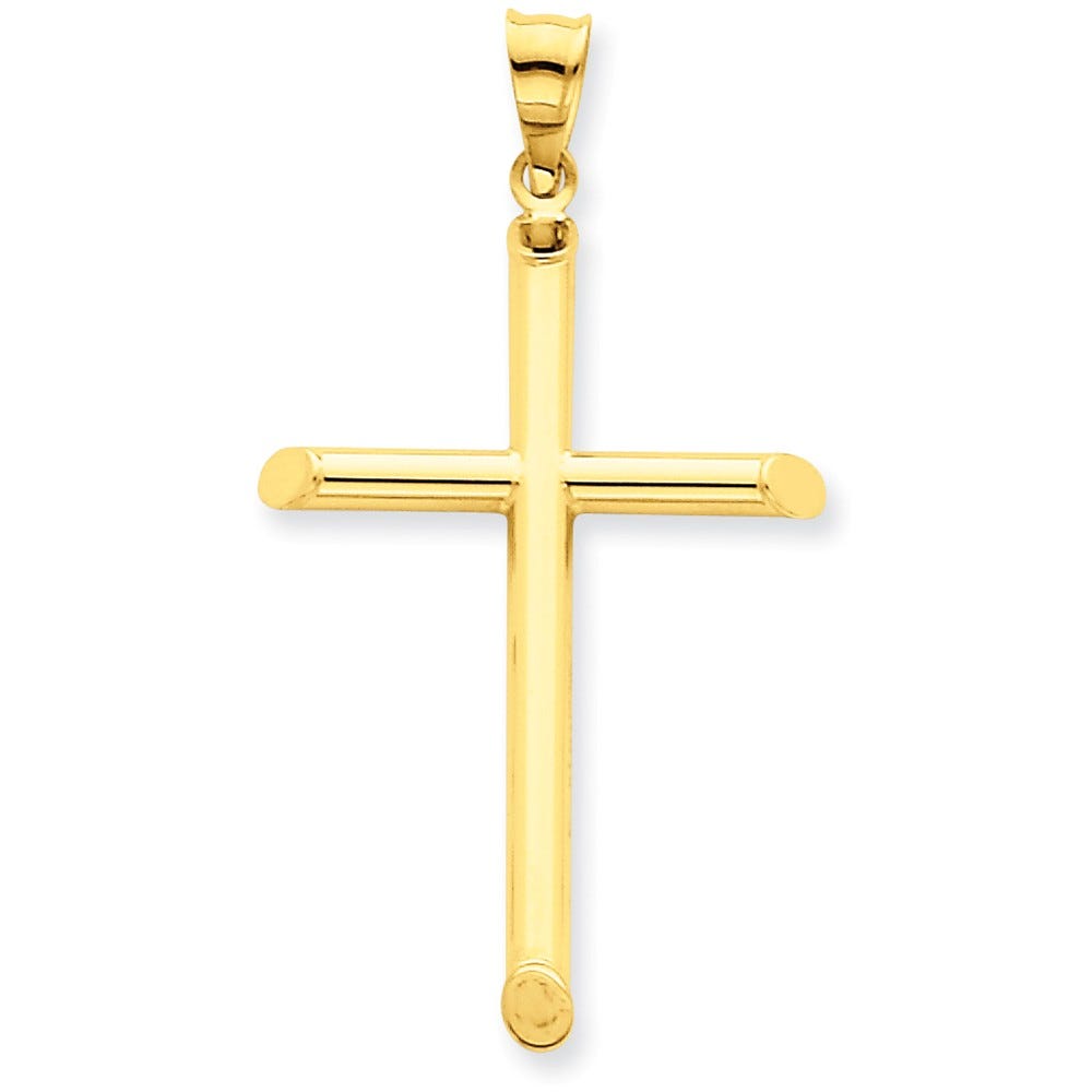 14K Three-Dimensional Polished Hollow Cross Pendant