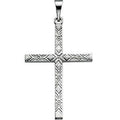 14K White Gold Chevron-Engraved Cross Pendant