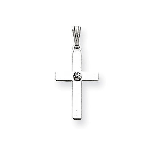 14K White Gold Diamond Cross Pendant