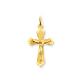 14K Yellow Gold Satin And Diamond-Cut Crucifix Charm
