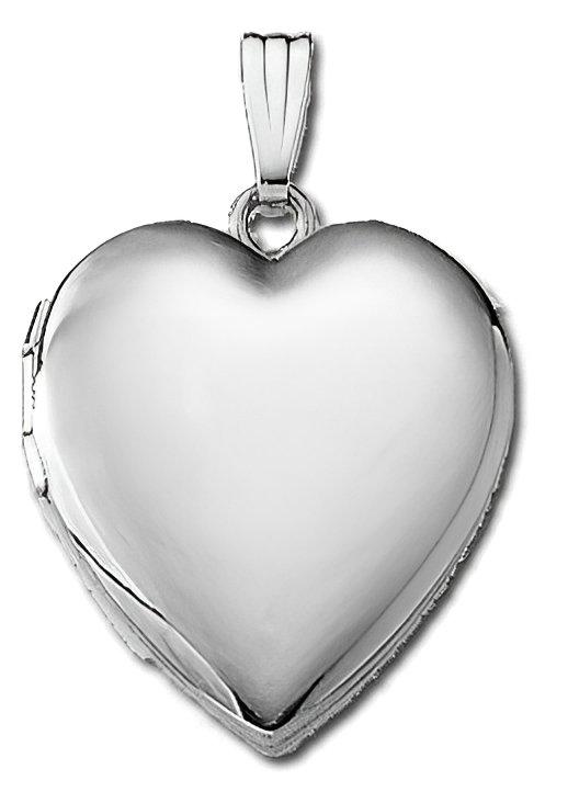 14K White Gold Classic Heart Photo Locket