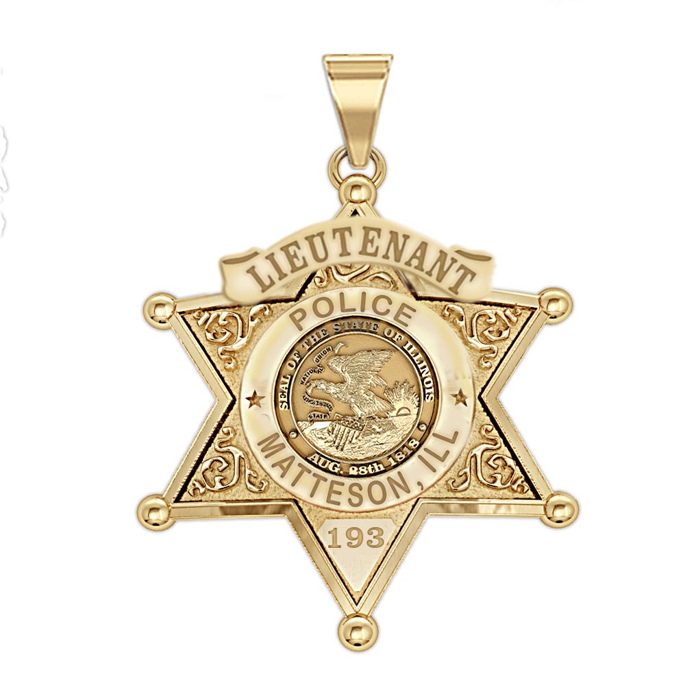 Personalized Illinois 6 Point Star Sheriff Badge with Your Rank, Department and Number