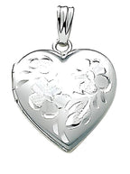 14K White Gold Small Heart Locket