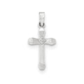 White Gold Diamond Textured And Polished Latin Cross Pendant