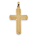 14K Polished And Textured Cross Pendant