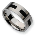 Stainless Steel Black Accent Flat Approx. 0.31 Inch Satin Wedding Band