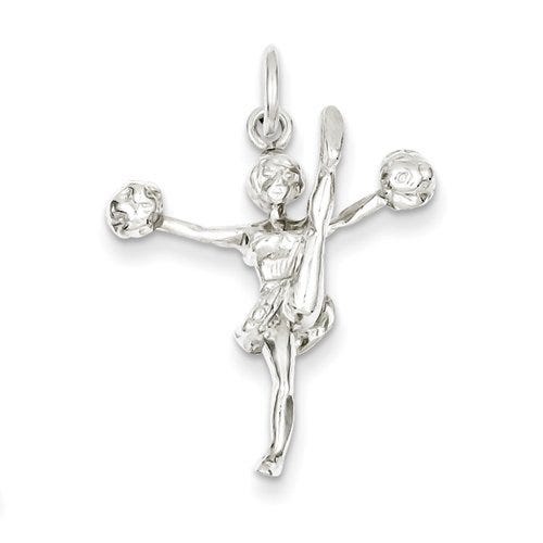 Sterling Silver 3-D Kicking Cheerleader Charm or  Pendant