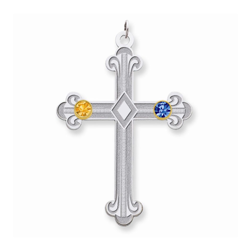 Crystal Family Twin-Stones Cross Pendant