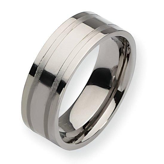 Titanium Grooved Approx. 0.31 Inch Brushed and Polished Wedding Band