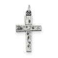 Sterling Silver Antiqued Woodgrain Cross Charm