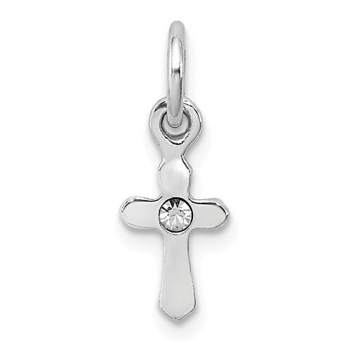 Sterling Silver April Crystal Cross Pendant