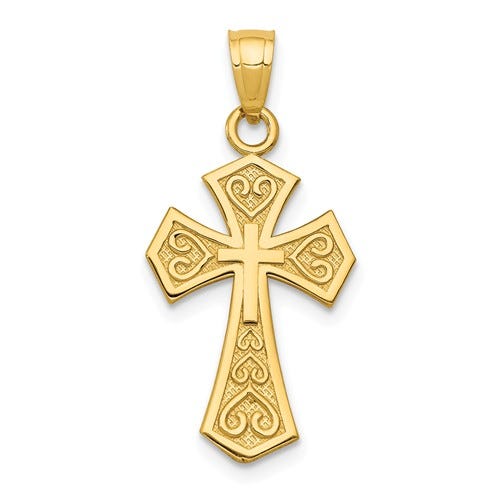 14K Yellow Gold Reversible Passion Cross Pendant