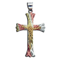 Sterling Silver Tri-Color Flared Ends Crucifix Pendant