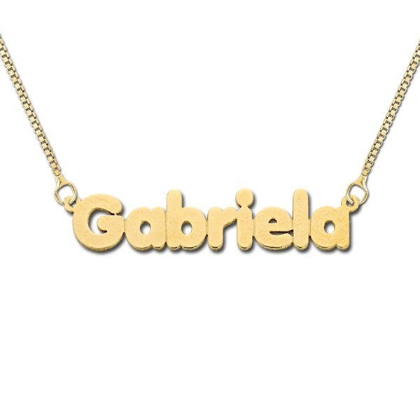 14K Yellow Gold Block Style Horizontal Name Necklace