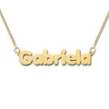 14K Yellow Gold Block Style Horizontal Name Necklace