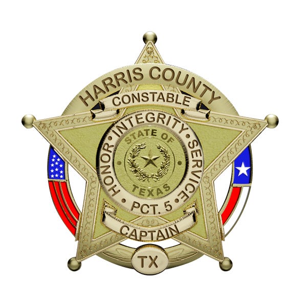 Personalized Harris County Texas L Badge with Rank and Department