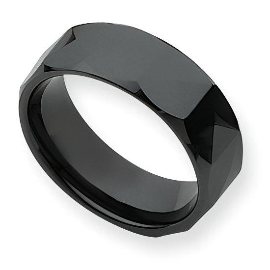 Ceramic Black Faceted Approx. 0.31 Inch Polished Band