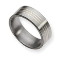 Titanium Sterling Silver Inlay Flat Approx. 0.31 Inch Brushed Wedding Band