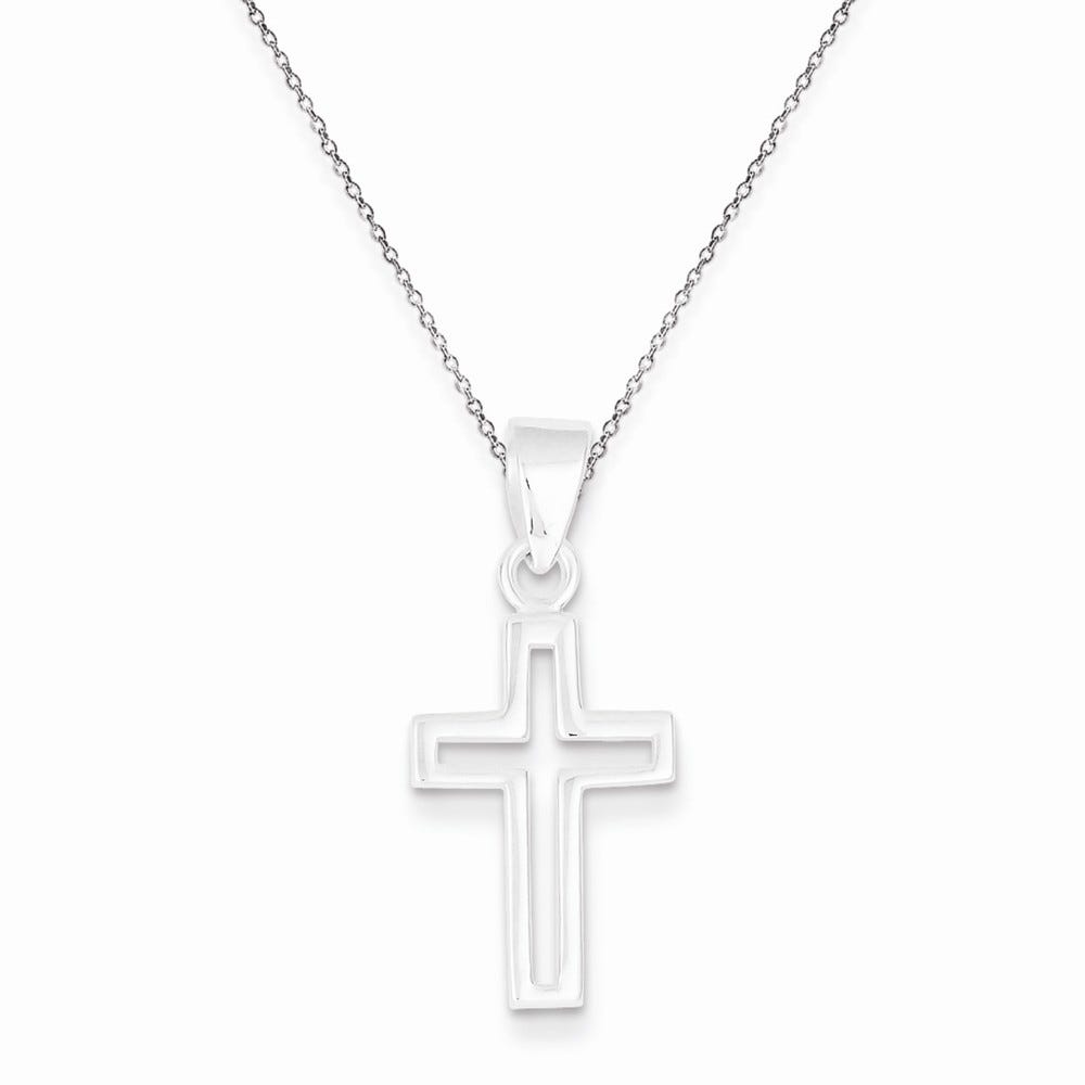 Rhodium Plated Cross Pendant