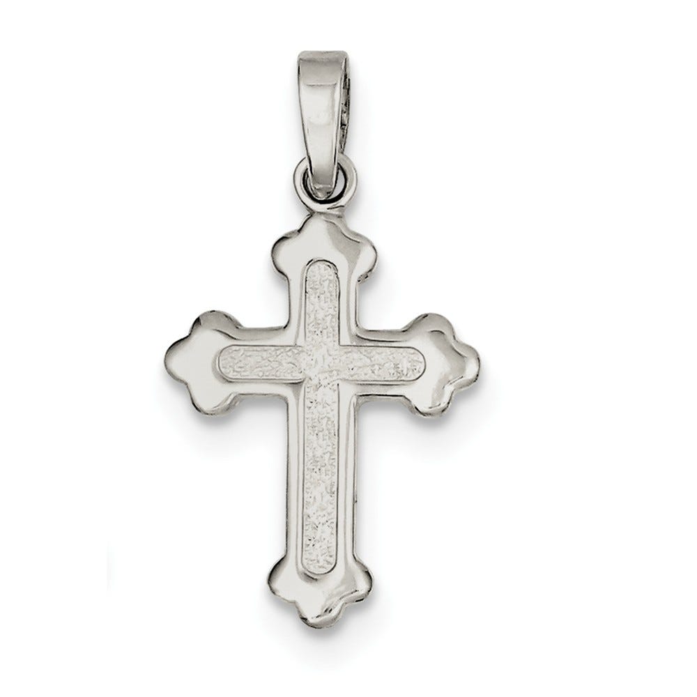 Polished And Textured Rounded-Ends Cross Pendant