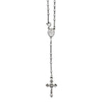 Sterling Silver Polished Rosary Necklace /With Miraculous Medal