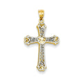 14K Two Tone Hearts Cross Pendant