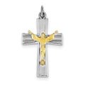 Rhodium-Plated And Vermeil Crucifix Charm