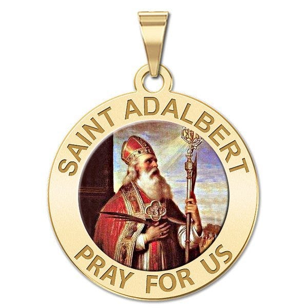 Saint Adalbert Round Religious Medal - Color