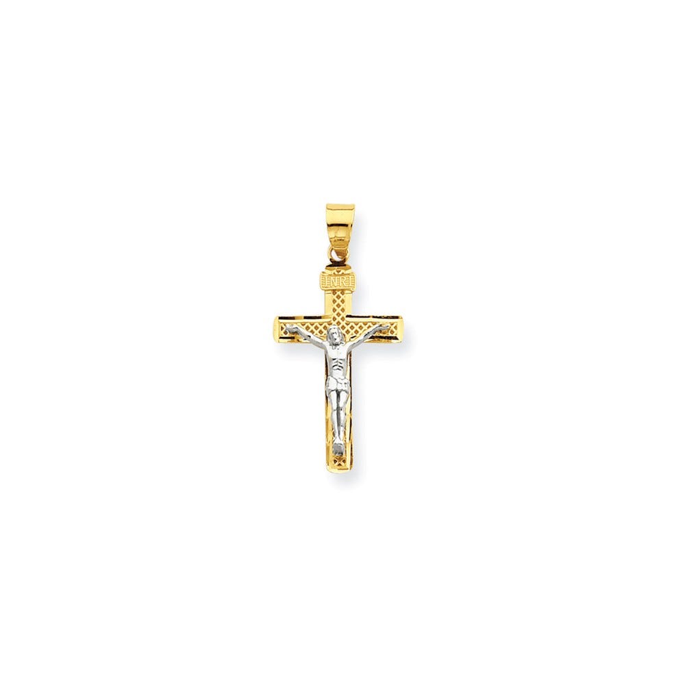 Medium Block Lattice Cross Crucifix Pendant