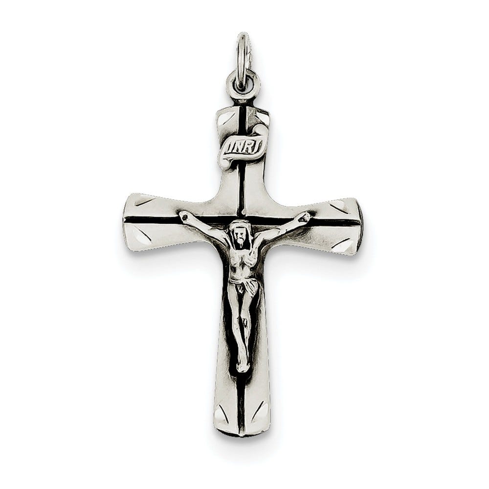 Satin Antiqued Crucifix Pendant