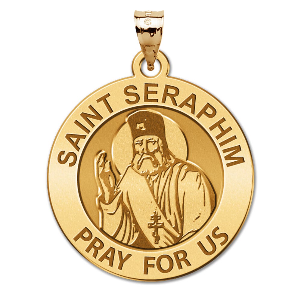 Saint Seraphim Round Religious Medal
