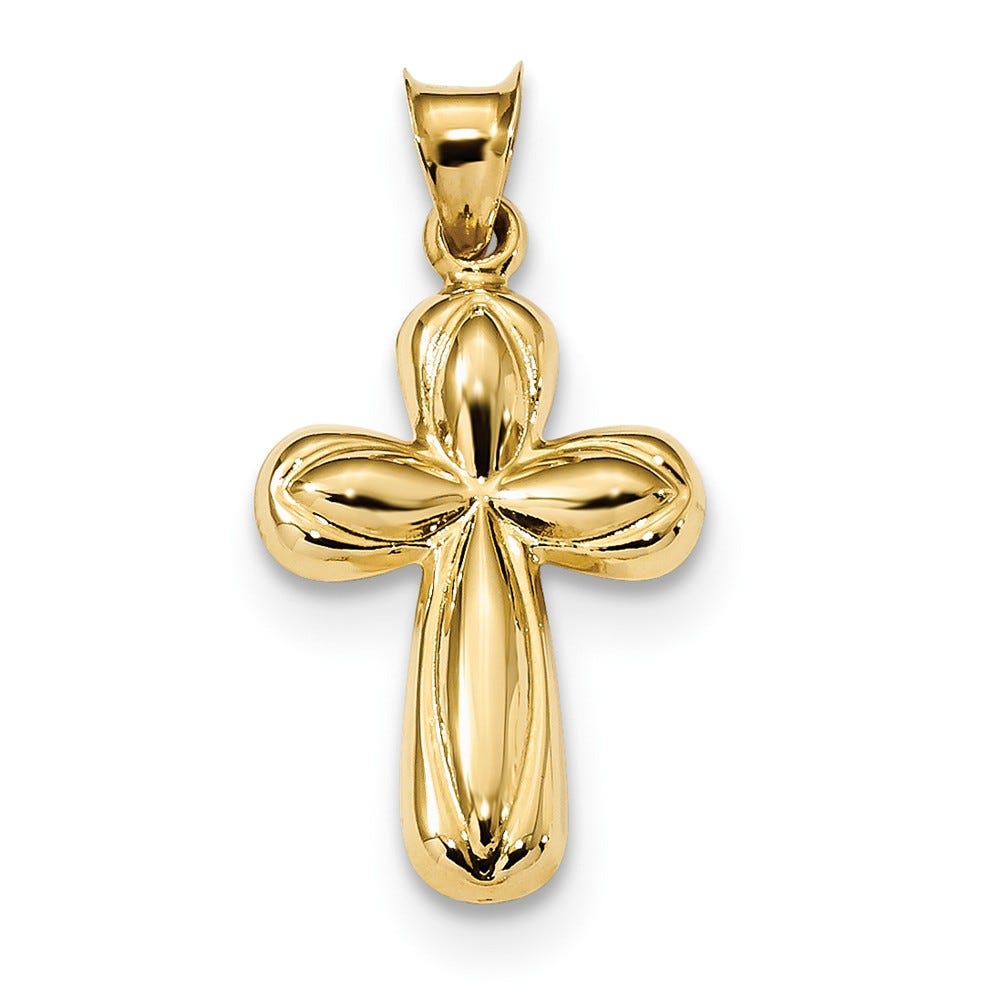 14K Polished Stamping Petaled-Arm Cross Pendant