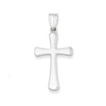 14K White Gold Hollow Flared Cross Pendant