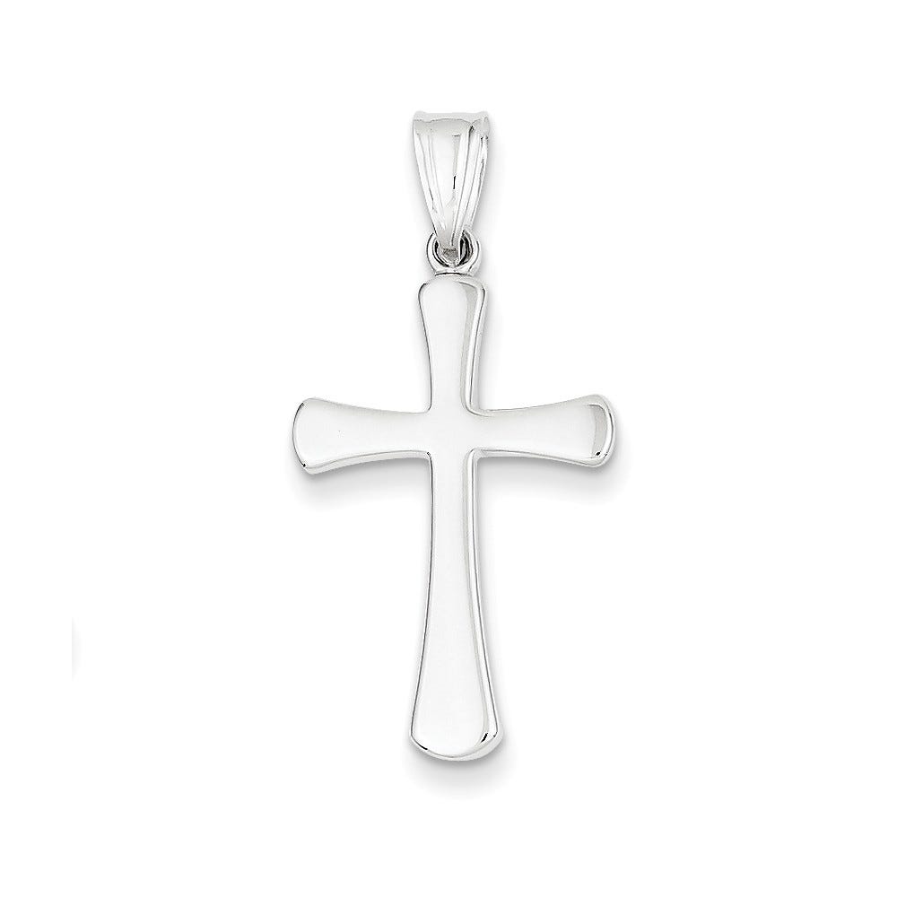 14K White Gold Hollow Flared Cross Pendant